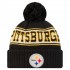 Pittsburgh Steelers New Era Black Retro Cuffed Knit Hat with Pom