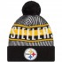 Pittsburgh Steelers New Era Black Striped  Cuffed Knit Hat with Pom
