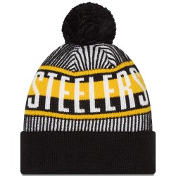 Pittsburgh Steelers New Era Black Striped  Cuffed Knit Hat with Pom