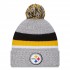 Pittsburgh Steelers New Era Heather Gray Cuffed Knit Hat with Pom