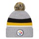Pittsburgh Steelers New Era Heather Gray Cuffed Knit Hat with Pom