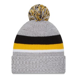 Pittsburgh Steelers New Era Heather Gray Cuffed Knit Hat with Pom