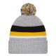 Pittsburgh Steelers New Era Heather Gray Cuffed Knit Hat with Pom