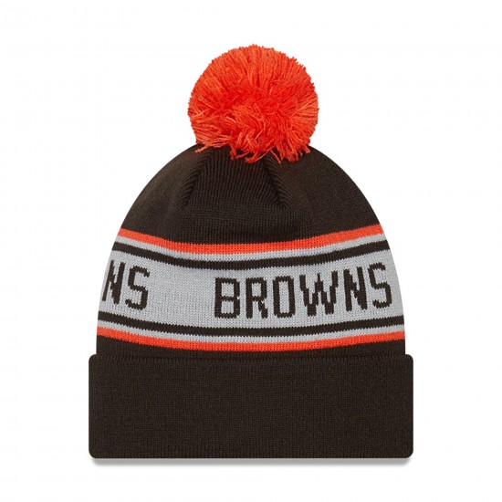 Preschool Cleveland Browns New Era Brown Repeat Cuffed Knit Hat with Pom