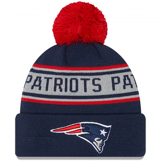 Preschool New England Patriots New Era Navy Repeat Cuffed Knit Hat with Pom