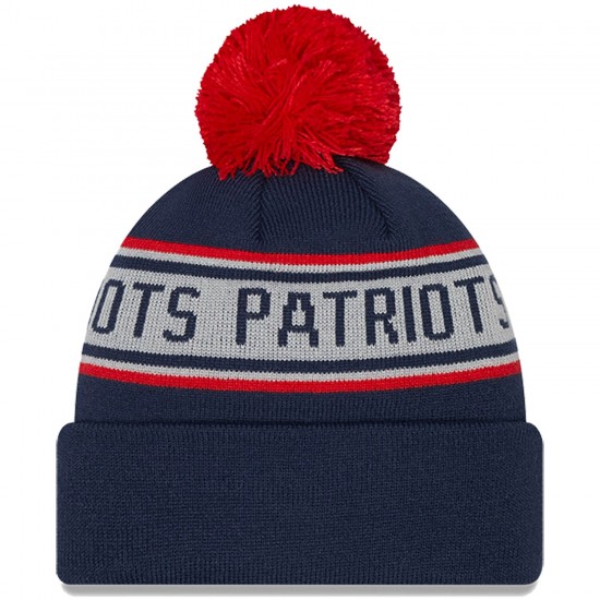 Preschool New England Patriots New Era Navy Repeat Cuffed Knit Hat with Pom