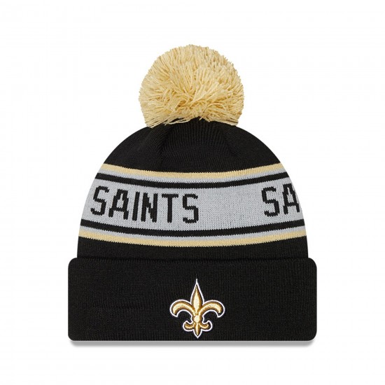 Preschool New Orleans Saints New Era Black Repeat Cuffed Knit Hat with Pom