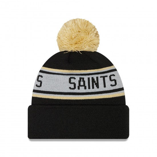 Preschool New Orleans Saints New Era Black Repeat Cuffed Knit Hat with Pom