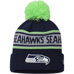 Preschool Seattle Seahawks New Era College Navy Repeat Cuffed Knit Hat with Pom
