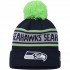 Preschool Seattle Seahawks New Era College Navy Repeat Cuffed Knit Hat with Pom