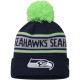 Preschool Seattle Seahawks New Era College Navy Repeat Cuffed Knit Hat with Pom