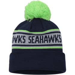 Preschool Seattle Seahawks New Era College Navy Repeat Cuffed Knit Hat with Pom