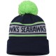 Preschool Seattle Seahawks New Era College Navy Repeat Cuffed Knit Hat with Pom