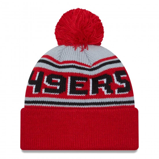 San Francisco 49ers  New Era Scarlet  Main Cuffed Knit Hat with Pom