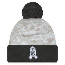 San Francisco 49ers  New Era White-Graphite 2024 Salute To Service Digital Camo Cuffed Knit Hat with Pom