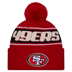 San Francisco 49ers New Era Scarlet 2024 Sideline Cuffed Knit Hat with Pom