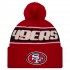 San Francisco 49ers New Era Scarlet 2024 Sideline Cuffed Knit Hat with Pom