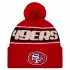 San Francisco 49ers New Era Scarlet 2024 Sideline Sport Cuffed Knit Hat with Pom