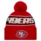 San Francisco 49ers New Era Scarlet 2024 Sideline Sport Cuffed Knit Hat with Pom