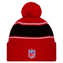 San Francisco 49ers New Era Scarlet 2024 Sideline Sport Cuffed Knit Hat with Pom
