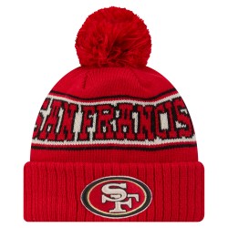 San Francisco 49ers New Era Scarlet Retro Cuffed Knit Hat with Pom