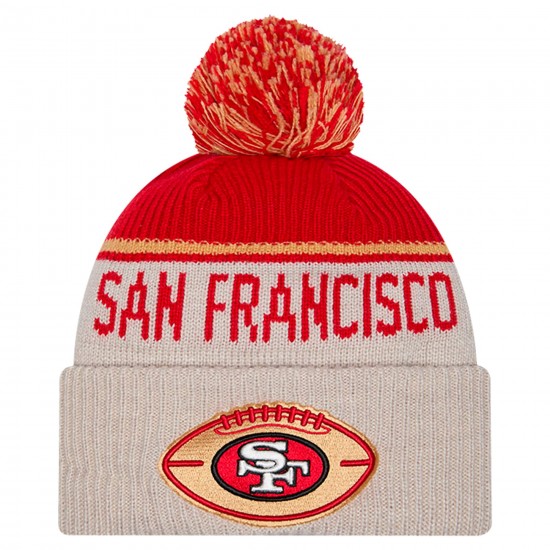 San Francisco 49ers New Era Stone NFL Sideline Historic Cuffed Knit Hat with Pom