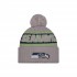 Seattle Seahawks  New Era Gray 2024 Sideline Sport Cuffed Knit Hat with Pom