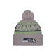 Seattle Seahawks  New Era Gray 2024 Sideline Sport Cuffed Knit Hat with Pom