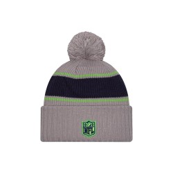 Seattle Seahawks  New Era Gray 2024 Sideline Sport Cuffed Knit Hat with Pom