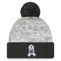 Seattle Seahawks  New Era White-Graphite 2024 Salute To Service Digital Camo Cuffed Knit Hat with Pom
