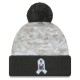 Seattle Seahawks  New Era White-Graphite 2024 Salute To Service Digital Camo Cuffed Knit Hat with Pom