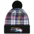 Seattle Seahawks New Era Black 2024 NFL Crucial Catch Cuffed Knit Hat with Pom