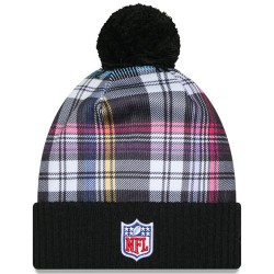 Seattle Seahawks New Era Black 2024 NFL Crucial Catch Cuffed Knit Hat with Pom