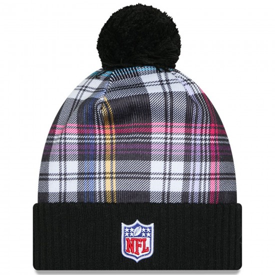 Seattle Seahawks New Era Black 2024 NFL Crucial Catch Cuffed Knit Hat with Pom