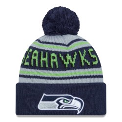 Seattle Seahawks New Era College Navy Main Cuffed Knit Hat with Pom