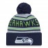 Seattle Seahawks New Era College Navy Main Cuffed Knit Hat with Pom