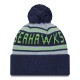 Seattle Seahawks New Era College Navy Main Cuffed Knit Hat with Pom
