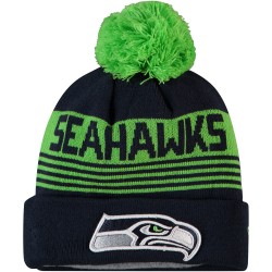 Seattle Seahawks New Era College Navy Proof Cuffed Knit Hat with Pom