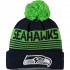 Seattle Seahawks New Era College Navy Proof Cuffed Knit Hat with Pom