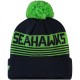 Seattle Seahawks New Era College Navy Proof Cuffed Knit Hat with Pom