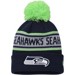 Seattle Seahawks New Era College Navy Repeat Cuffed Knit Hat with Pom