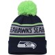 Seattle Seahawks New Era College Navy Repeat Cuffed Knit Hat with Pom