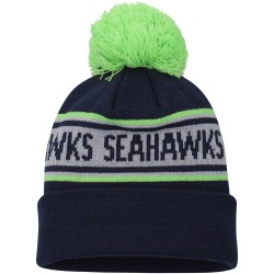 Seattle Seahawks New Era College Navy Repeat Cuffed Knit Hat with Pom