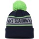 Seattle Seahawks New Era College Navy Repeat Cuffed Knit Hat with Pom
