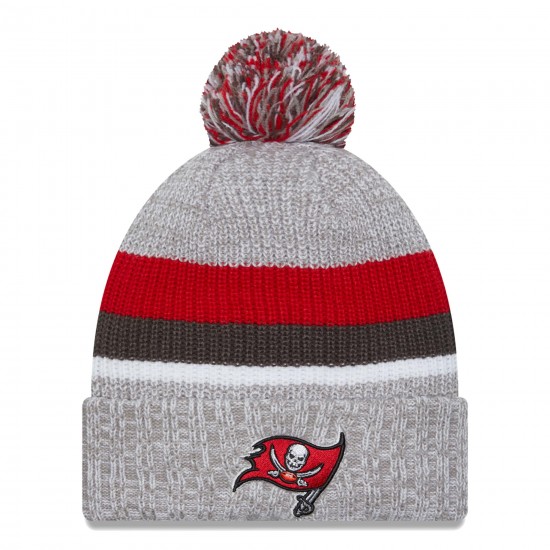 Tampa Bay Buccaneers New Era Heather Gray Cuffed Knit Hat with Pom