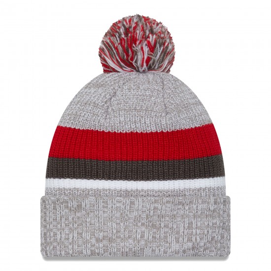 Tampa Bay Buccaneers New Era Heather Gray Cuffed Knit Hat with Pom