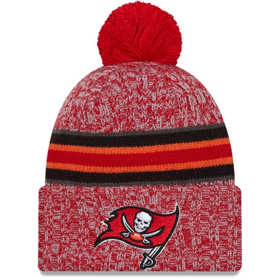 Tampa Bay Buccaneers New Era Red 2023 Sideline Cuffed Knit Hat With Pom