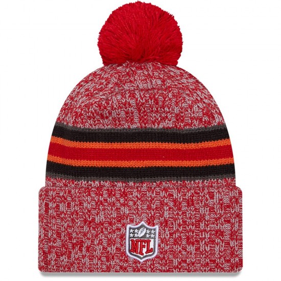 Tampa Bay Buccaneers New Era Red 2023 Sideline Cuffed Knit Hat With Pom