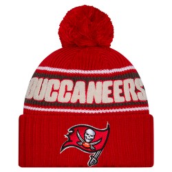Tampa Bay Buccaneers New Era Red 2024 Sideline Cuffed Knit Hat with Pom