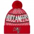Tampa Bay Buccaneers New Era Red Striped Cuffed Knit Hat with Pom